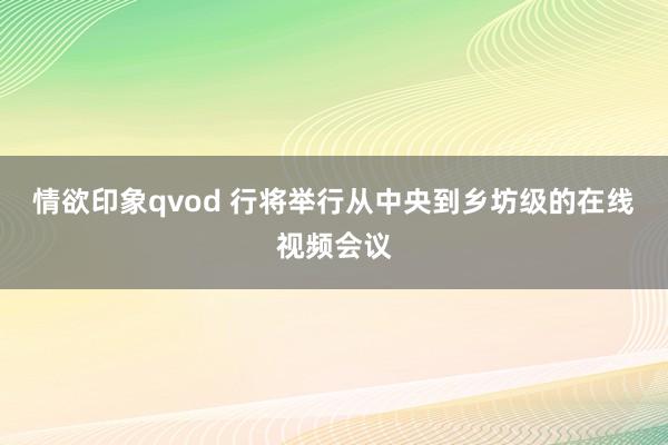 情欲印象qvod 行将举行从中央到乡坊级的在线视频会议