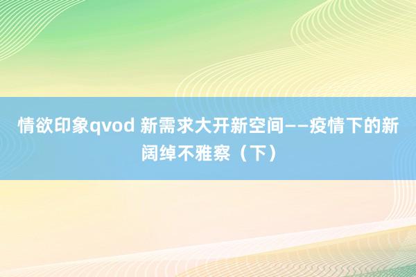 情欲印象qvod 新需求大开新空间——疫情下的新阔绰不雅察（下）